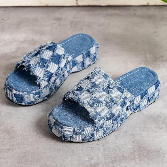 Women's Denim Boho Sandals - Picture 5 of 7